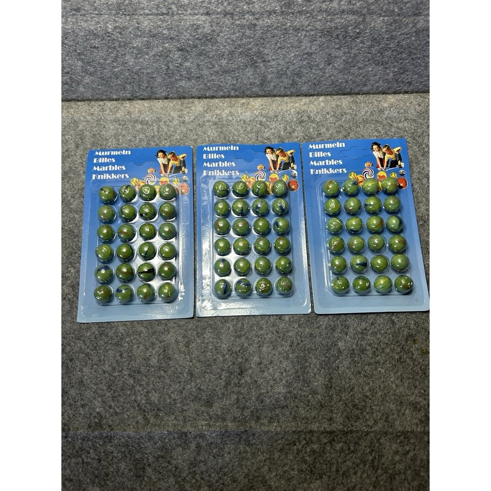 Lot Of 3 Packs Of 24 Vintage New Old Stock Selectum Green Marbles